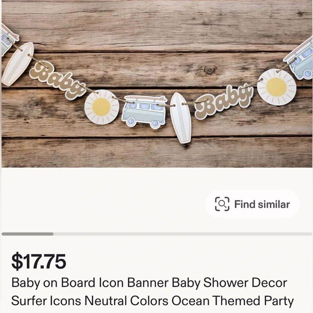 Baby Shower  Decor “Baby on Board” includes 2 Banners & a Cake Topper